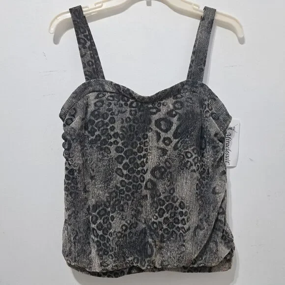 Miraclesuit Leopard Print With Metallic Detail Summer Top Size 10 Black/Gold NWT - Picture 12 of 14